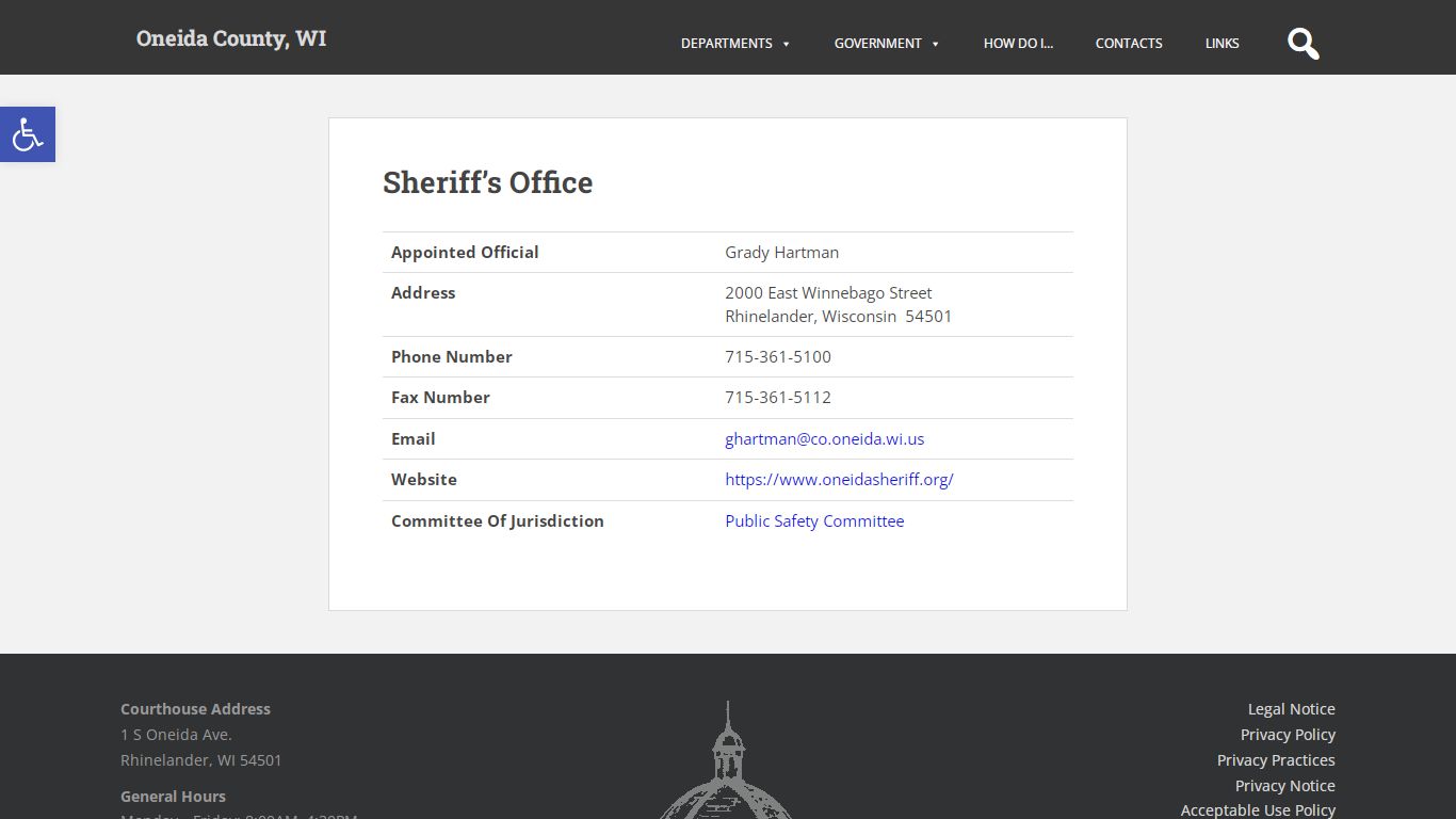 Sheriff’s Office – Oneida County, WI