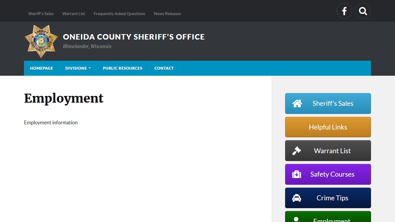 Employment – Oneida County Sheriff's Office